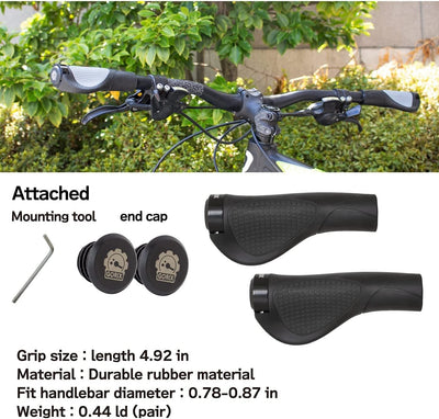 GORIX Ergo-Griffe für Fahrradlenker, für MTB, GX-D2 Schwarz, Schwarz