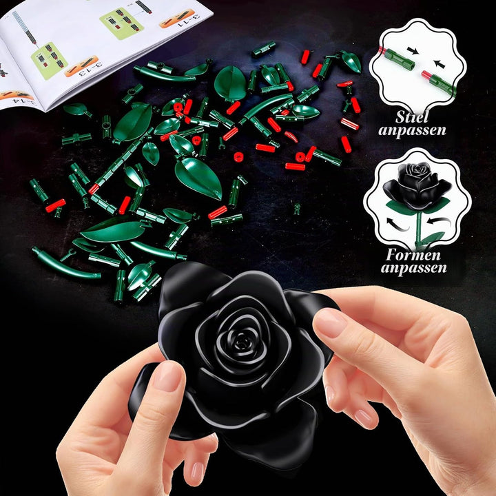 Blumenstrauss Bausatz, 12 künstliche Schwarz Rosen botanische Sammlung Baustein Lernspielzeug Gesche