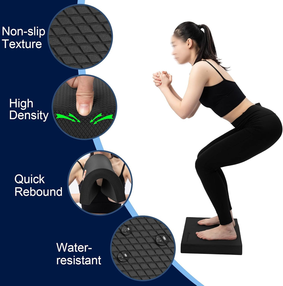 StrongTek Professionelle Schaum-Balance-Matte – 40 x 33 x 5 cm, hochdichter rutschfester TPE-Schaum,
