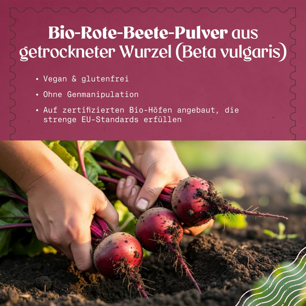 NaturaleBio Rote-Beete-Pulver 950g, Bio Rote-Bete-Pulver aus getrockneter Wurzel, reich an Nitraten