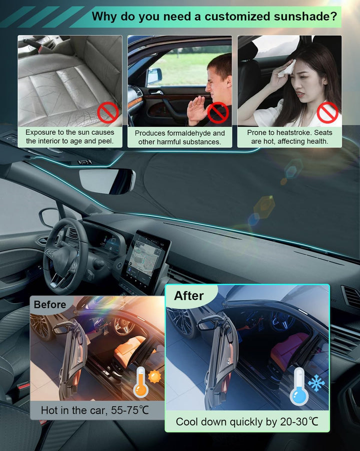 GAFAT Kompatibel mit Renault Clio 5 V 2020-2023 2024 Sonnenschutz Frontscheibe Innen, Clio 5 RS Line