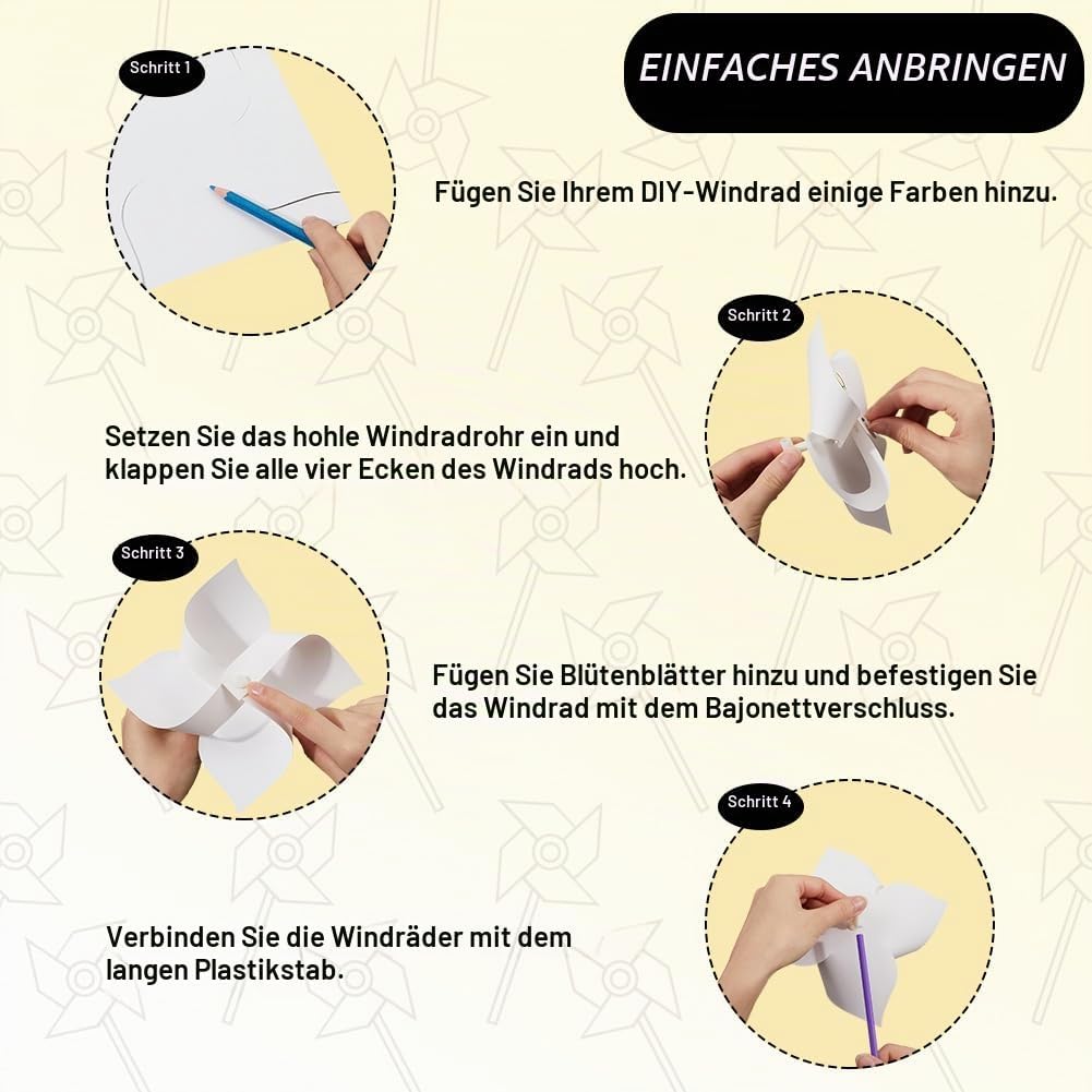 craspire 24 Set DIY Windräder Bastelpapier Windräder Blanko Weiss Bastelsets Ihre Eigenen Windräder