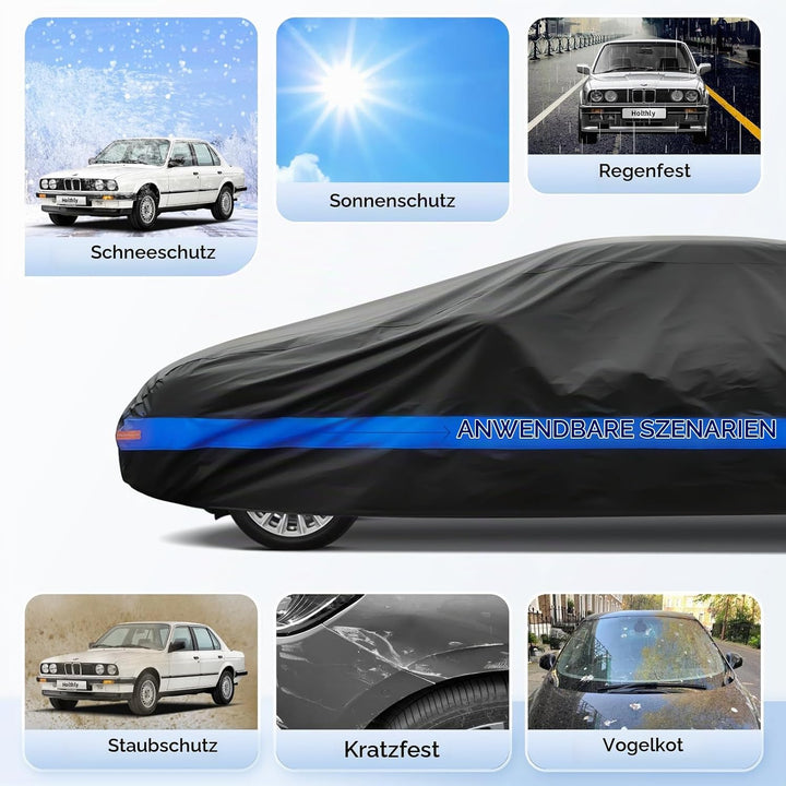 Holthly Autoabdeckung Wasserdicht Atmungsaktiv,Auto-Abdeckplane für Vollgarage,Regen,Sonne,Staub und