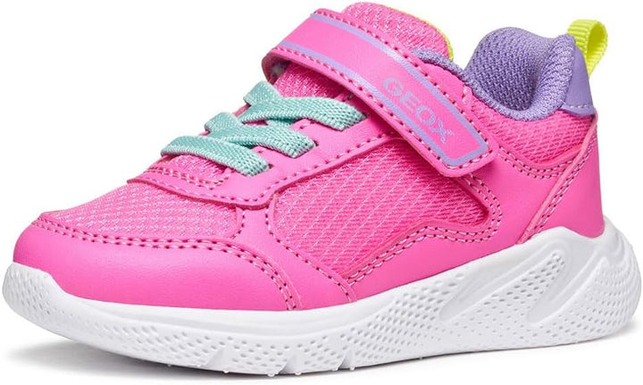 Geox Baby-Mädchen B Sprintye Girl Sneaker 21 EU Fluo Fuchsia Dk Lila, 21 EU Fluo Fuchsia Dk Lila