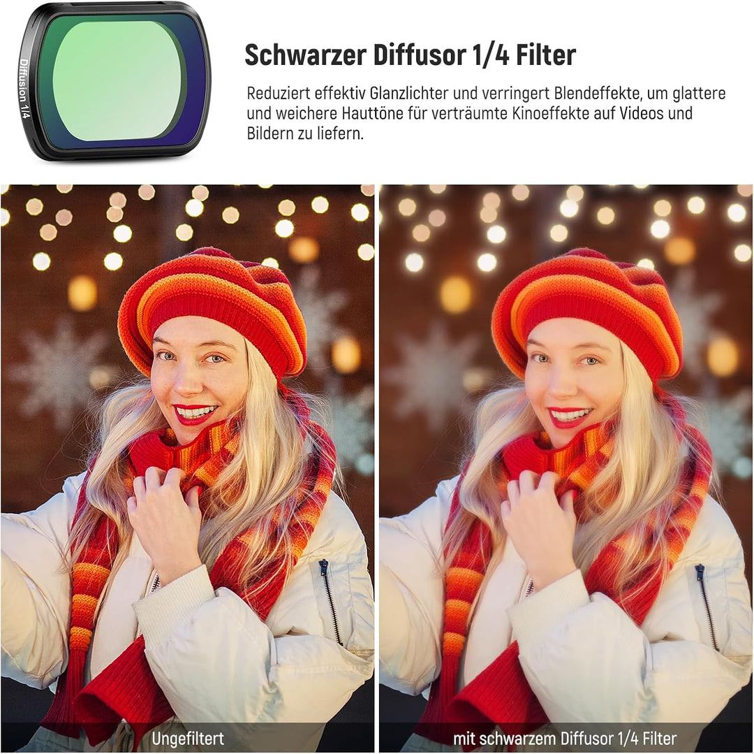 NEEWER Magnetischer Black Diffusion 1/4 Effektfilter, Kompatibel mit DJI OSMO Pocket 3 Creator Combo