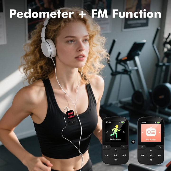 64 GB MP3 Player Bluetooth 5.3 mit Clip Kinder Tragbarer HiFi-Sport-Musikplayer (28g), FM-Radio, Sch