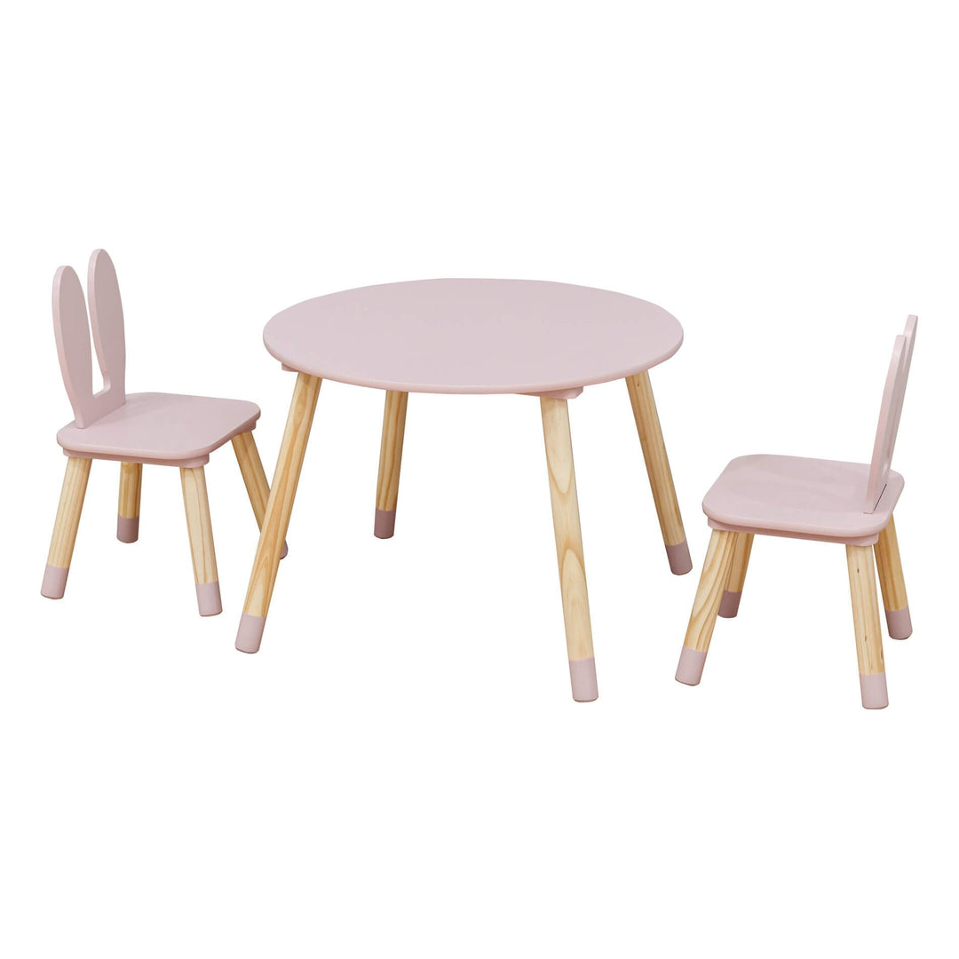 Rebecca Mobili Set mit Tisch und 2 Stühlen für Kinder, Tisch für Kinder mit Sitzen, rosa braun, MDF