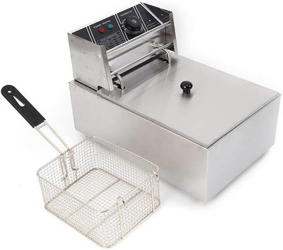 Edelstahl Fritteuse 6L, Öl-Fritteuse 2500W 60℃ - 200℃ mit herausnehmbarer Fettbehälter Thermostat fü