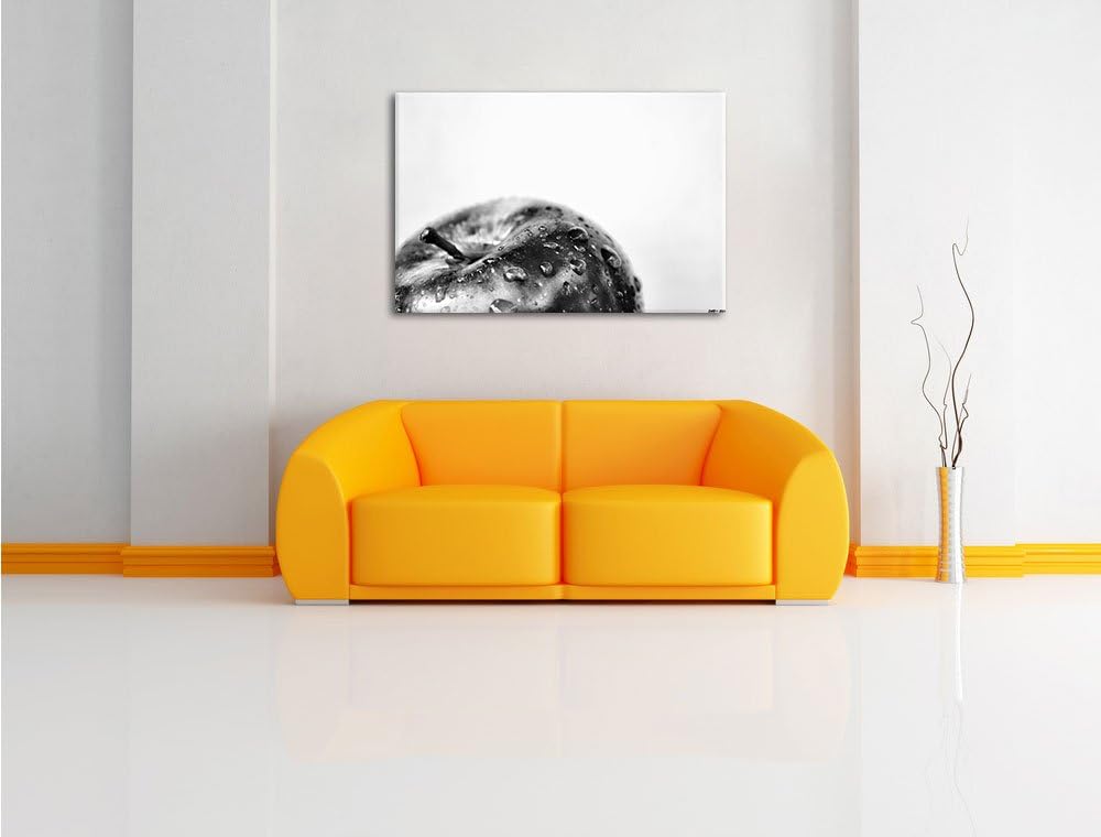 Pixxprint Tropfen auf Apfel / 100x70cm Leinwandbild bespannt auf Holzrahmen/Wandbild Kunstdruck Deko