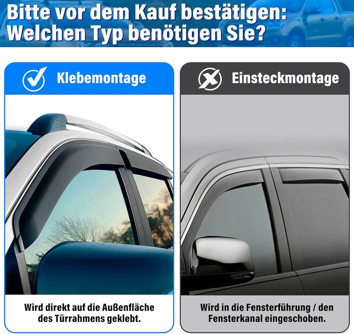 JHCHAN Windabweiser Regenabweiser Schwarz für Ford Ranger 2012-2022 Wildtrak T6 T7 T8 XL XLT Limited