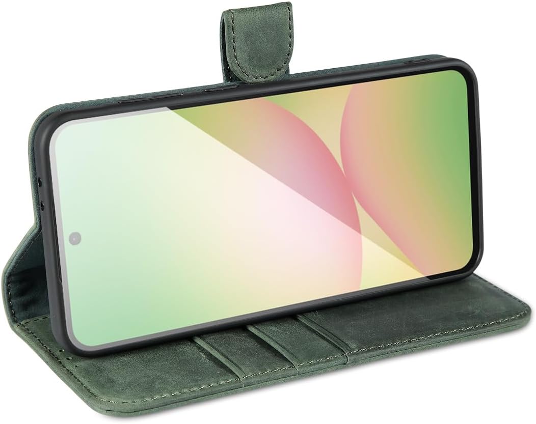 LENSUN Echtleder Hülle für Samsung Galaxy A56, Handyhülle [Echtes Leder][Wallet Kartenfach][Klappbar