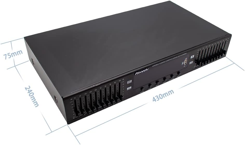 Toplionace 220V HIFI Digital HD Stereo Equalizer, EQ898 Vorverstärker Equalizer Eingebauter USB Blue