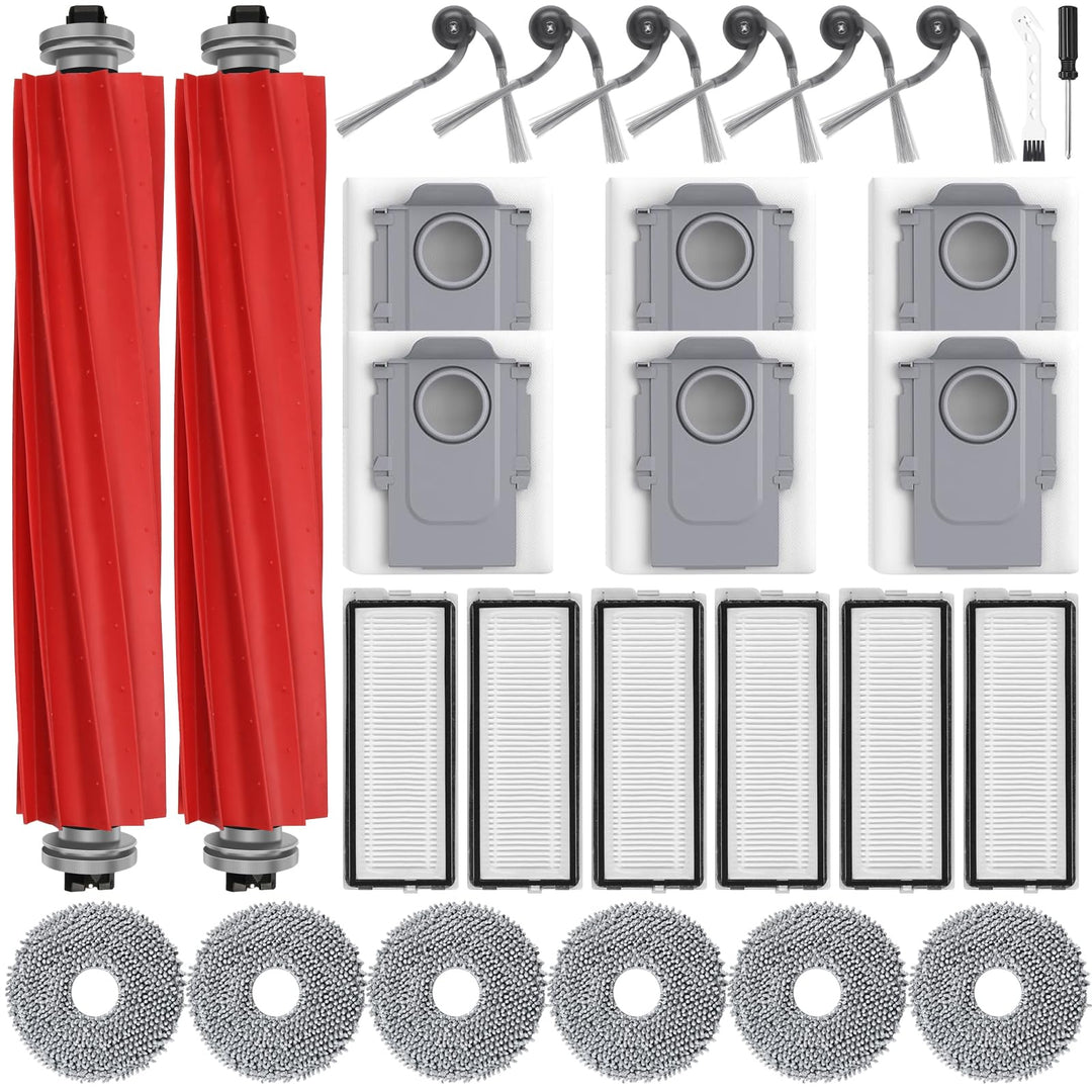 28 Stück Zubehör für Roborock QV 35A / QV 35S / Qrevo Serie/QR 598 / QR 798 Saugroboter, 2 Hauptbürs