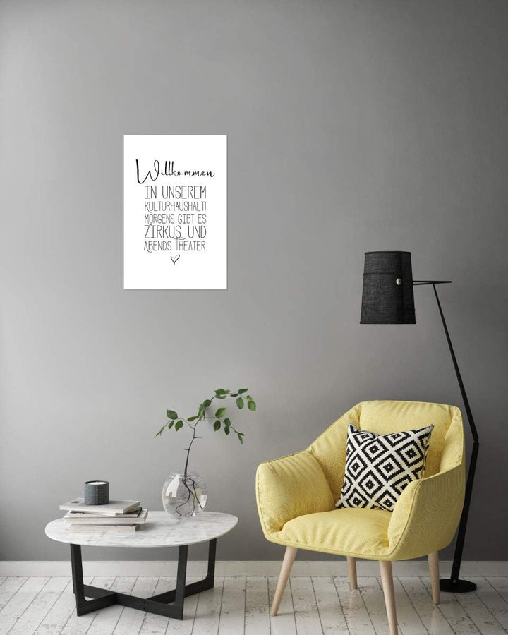 artboxONE Poster 30x20 cm Typografie Kulturhaushalt - Bild Typografie eingangsbereich Familie