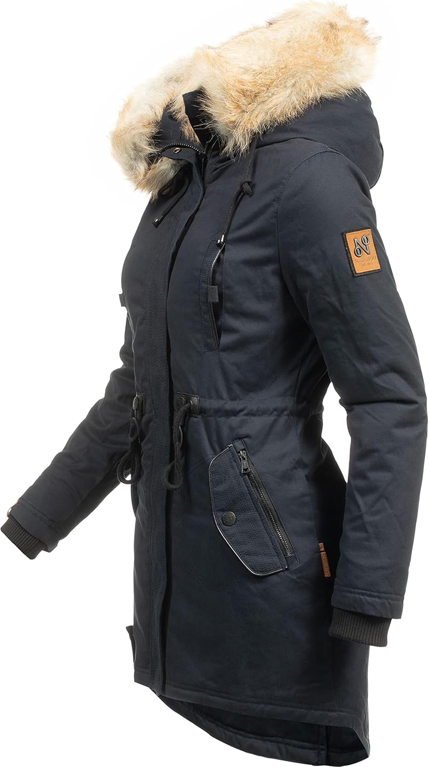 Navahoo Damen Warmer Winterparka mit Kapuze Bombii XS-XXL XS Blau, XS Blau