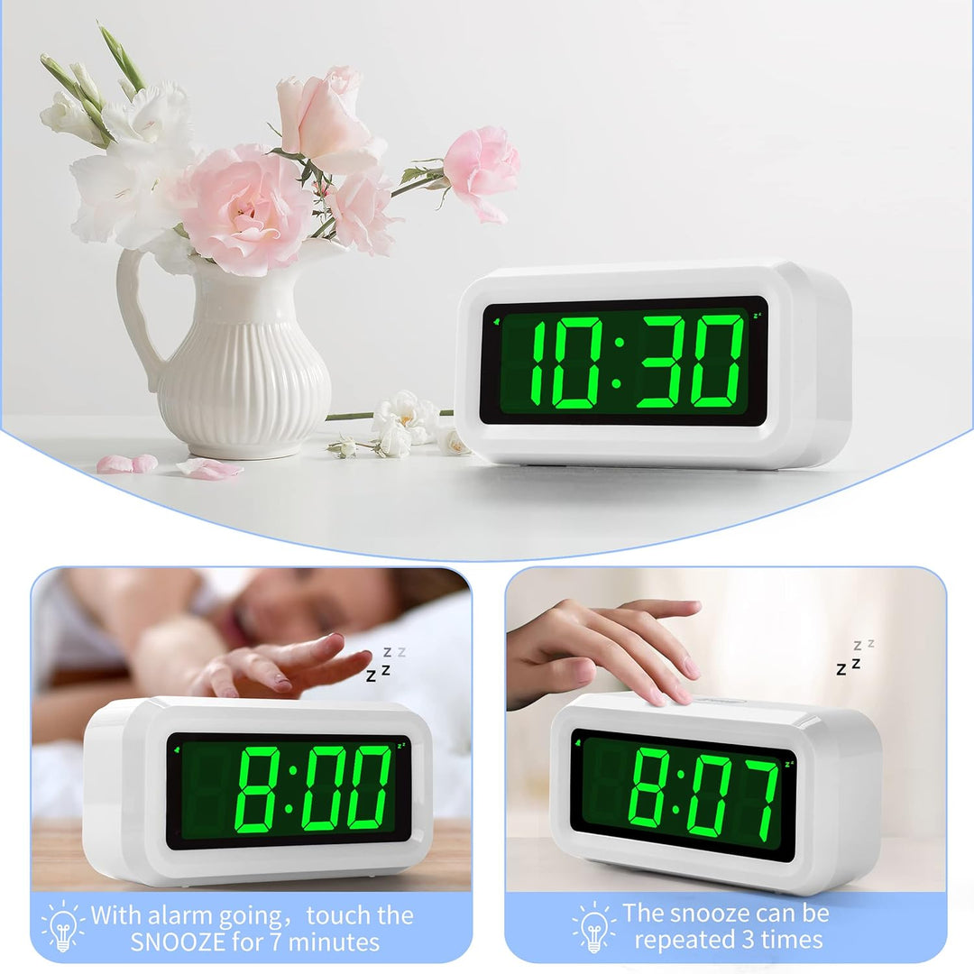 KWANWA Digitaler Wecker, LED Uhr Batteriebetrieben Tischuhr mit 3 Einstellbarer Helligkeit/Snooze/Oh