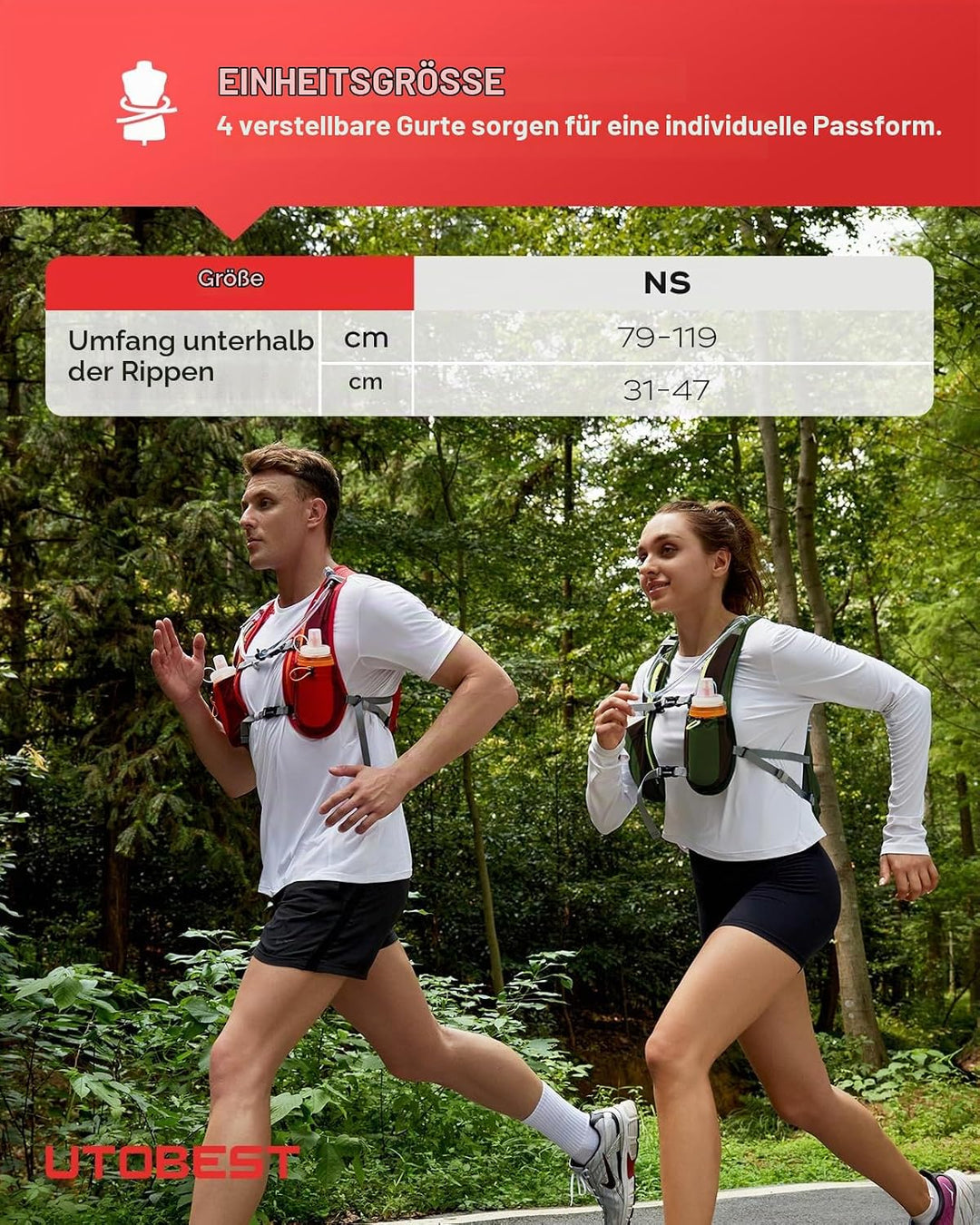 UTOBEST Trinkrucksack 5L Herren Damen Ultraleicht Laufrucksack für Laufen,Marathon,Jogging,Radfahren