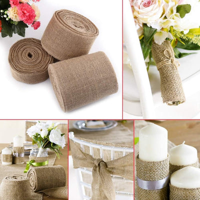 10M Jute Tischläufer, Jute Table Runner, Jute Ribbon Juteband Roll für Weihnachten Deko Hochzeit Par