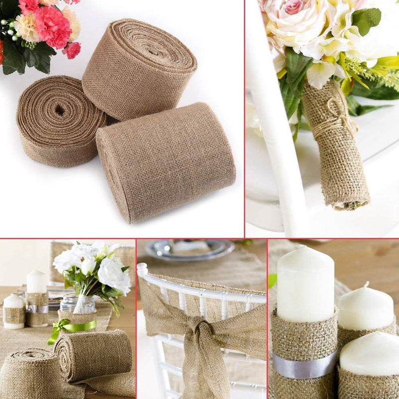 10M Jute Tischläufer, Jute Table Runner, Jute Ribbon Juteband Roll für Weihnachten Deko Hochzeit Par