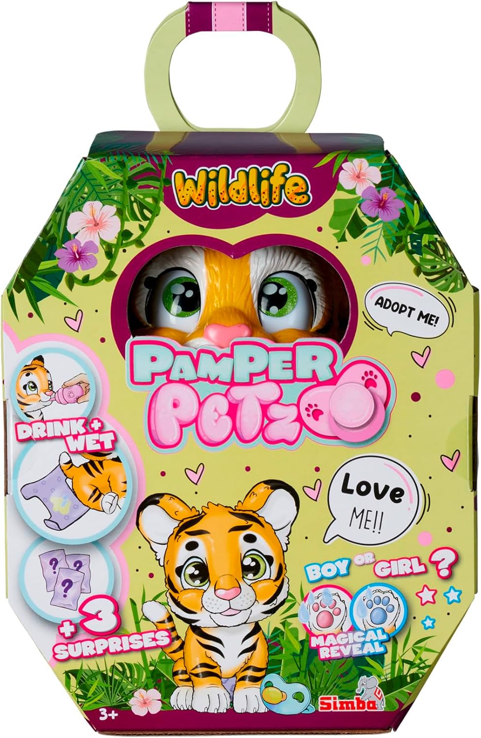Simba 105953575 - Pamper Petz Tiger, mit Trink- und Nässfunktion, Spielzeugtiger für Kinder ab 3 Jah