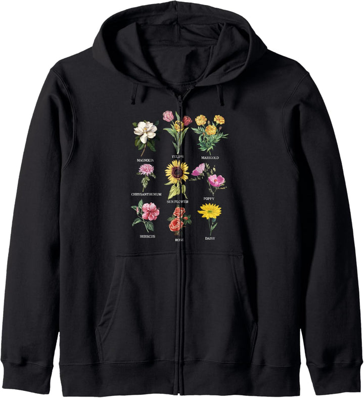 Trendy Botanical Flower Chart Kapuzenjacke