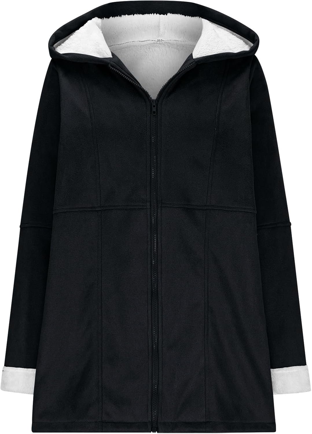 Ansenesna Winterjacke Damen Lang Warm Gefüttert Wintermantel Elegant Mit Kapuze Wildleder Jacke Wint