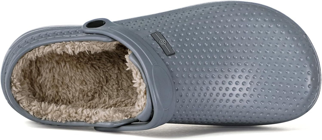 Hsyooes Clogs Damen Winter Gartenschuhe Herren Gefütterte Hausschuhe Wasserdicht Plüsch Pantoletten