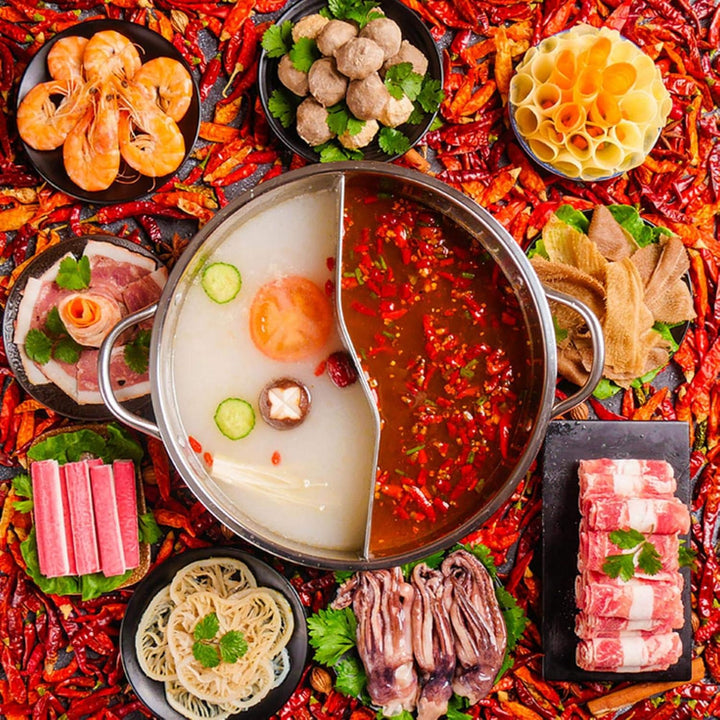 Edelstahl Hot Hotpot Mit Teiler - 2 Seiten ISuppentopf Kochtopf Chinesischer Feuertopf Edelstahltöpf