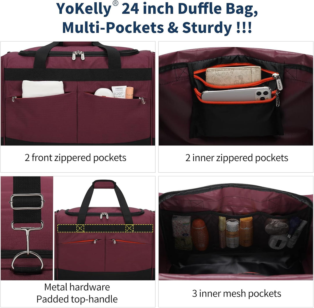 65L Sporttasche Herren Gross - 24 inch Grosse Reisetasche Duffle Bag mit Hartem Boden und Schuhfach