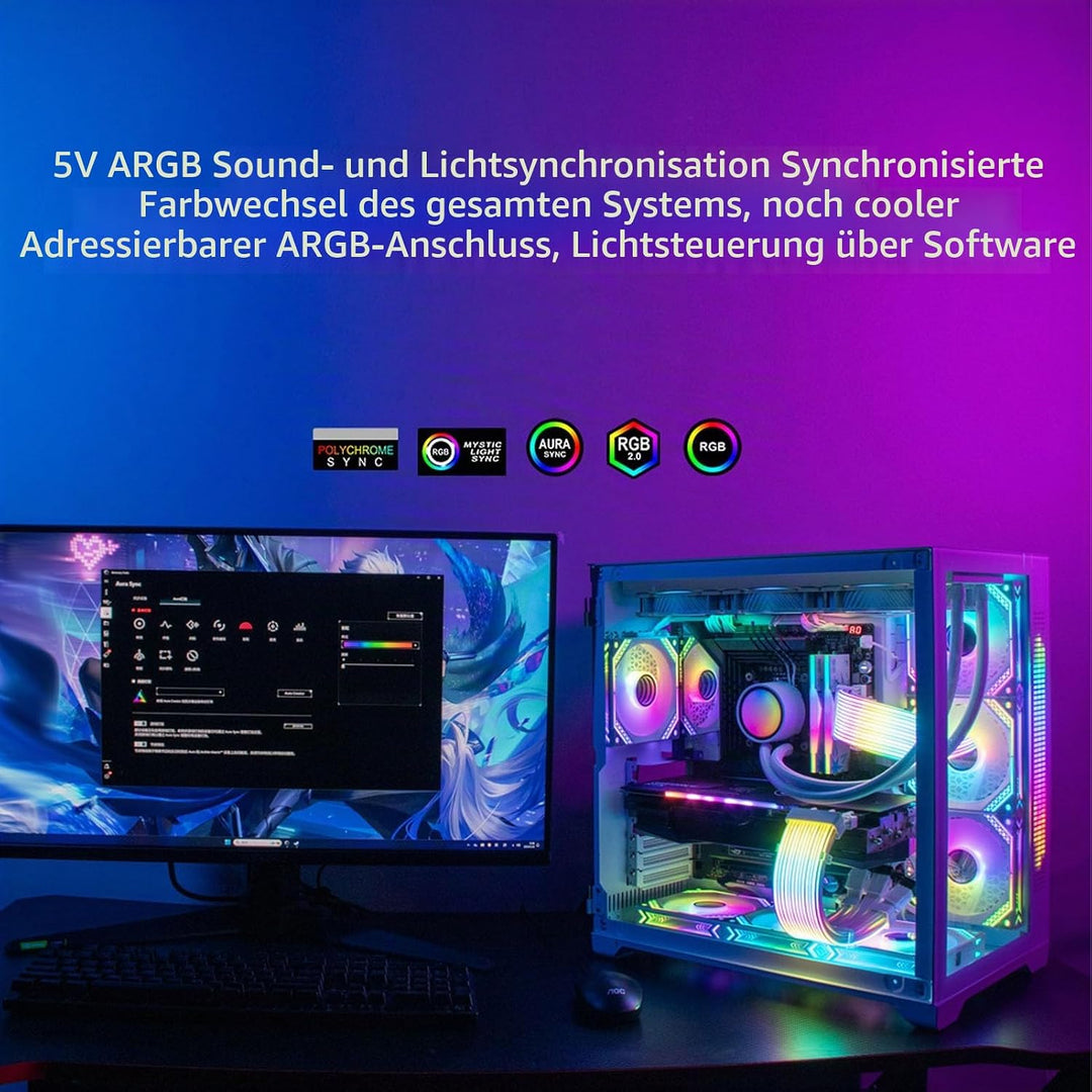 24 Pin zu 24 Pin PSU -Kabel, ARGB Stromkabel für Grafikkarte, 5V ARGB Beleuchtung Sync PC Case Decor