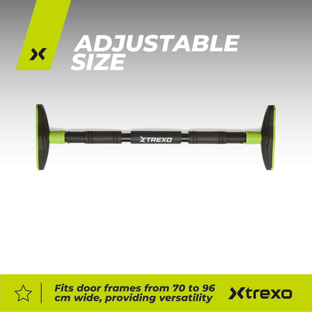 TREXO Klimmzugstange, verstellbare Länge 70–96 cm, grau Aus Stahl Max. Belastung bis 150 kg für Klim