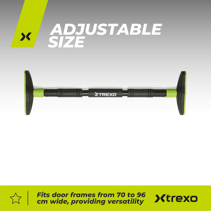 TREXO Klimmzugstange, verstellbare Länge 70–96 cm, grau Aus Stahl Max. Belastung bis 150 kg für Klim