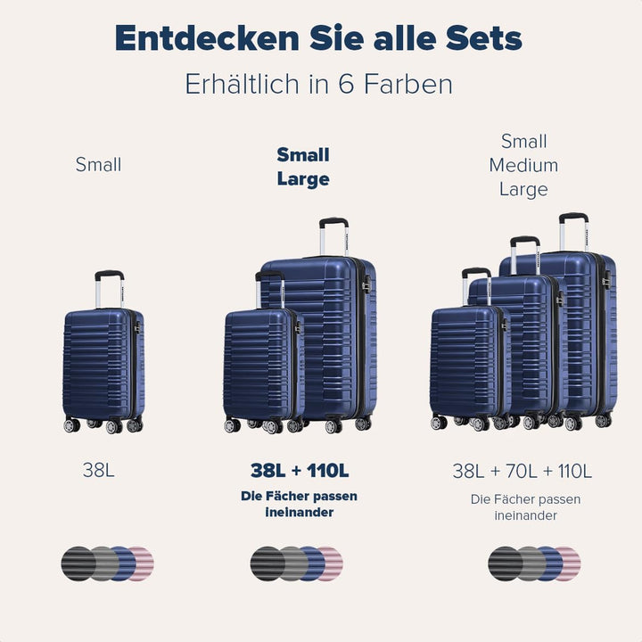 TRVLMORE Koffer & Trolleys - Koffer Set, Kofferset 2 Teilig, Handgepäck Koffer, Hartschalenkoffer Gr