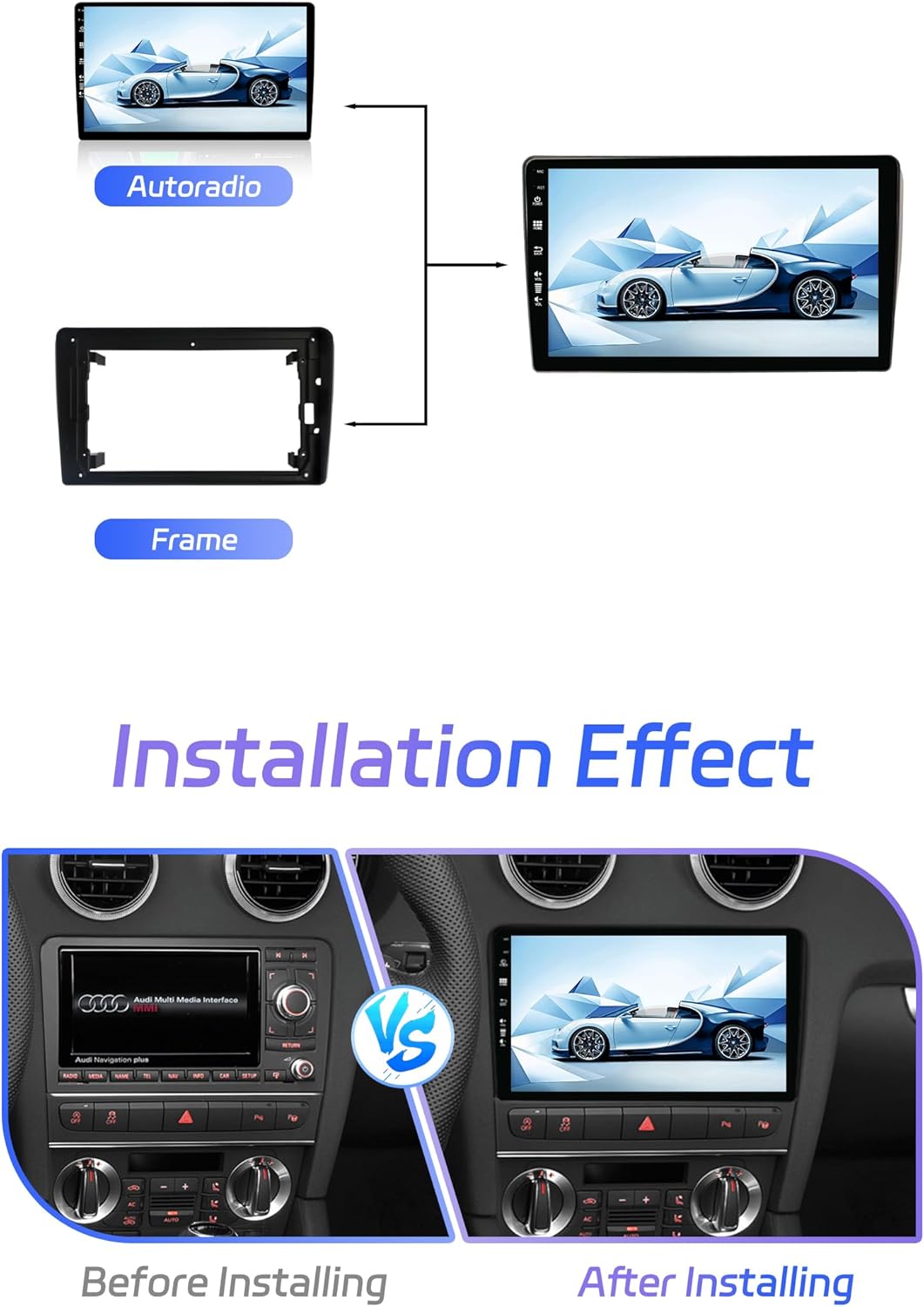 JOYX - [6G+128G] - Android 15 Autoradio Passt für Audi A3 8P (2003-2012) / S3 8P / RS3 - Kabellos Ca