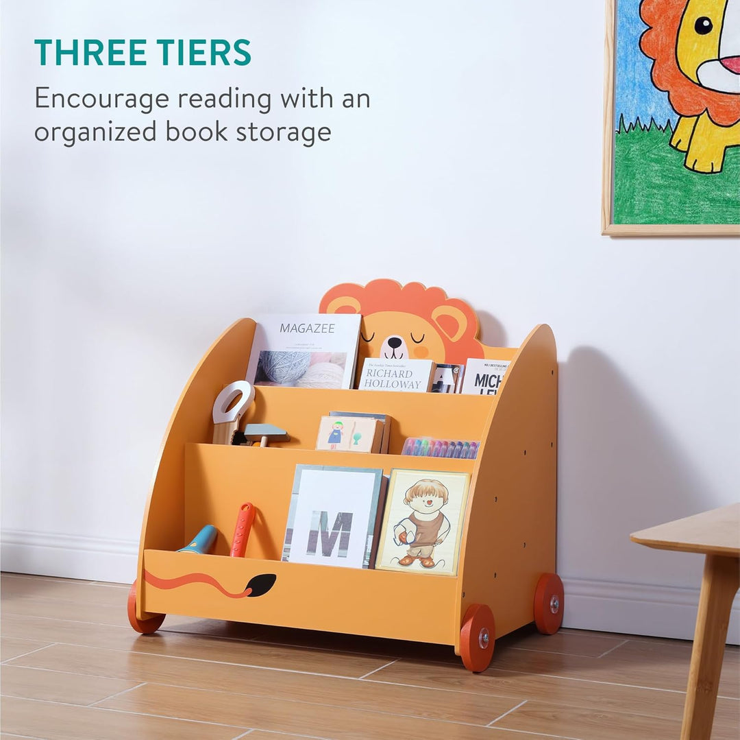 Navaris Bücherregal für Kinder - Kinderzimmer Regal für Bücher und Spielzeug aus Holz - 60 x 58 x 40