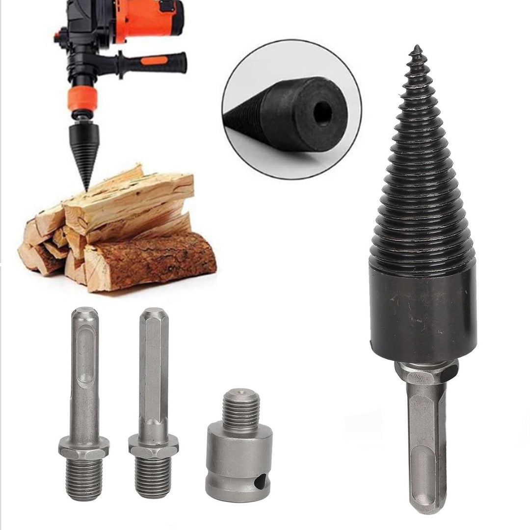 5 Stück Holzspalter-Bohrer, abnehmbare Stahl Brennholz Kegel Bohrer, Bohrer Schraube Kegel Treiber,