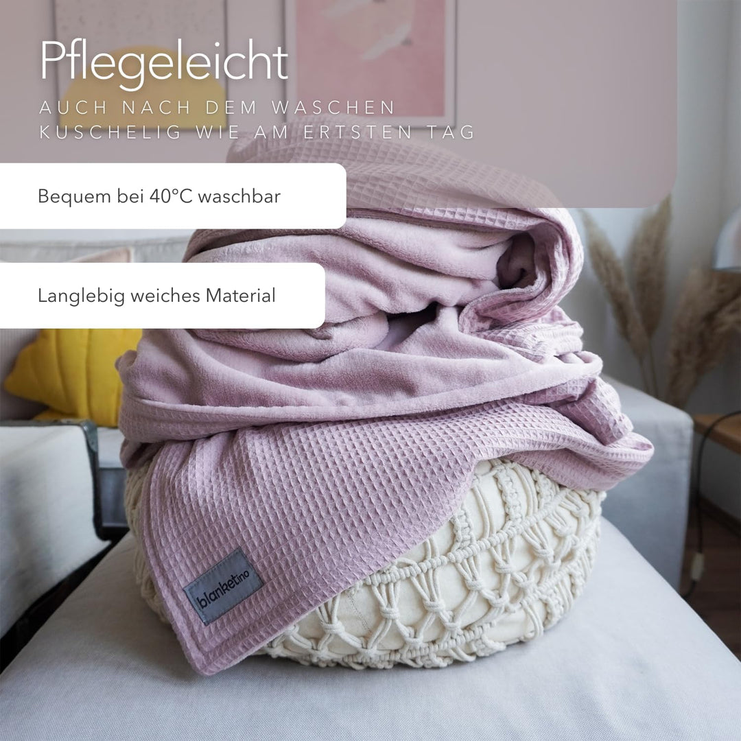 blanketino Cuddly Warm Sofa Blanket 145 x 210 cm Extra Soft Wellness Fleece and Cotton Made in Germa
