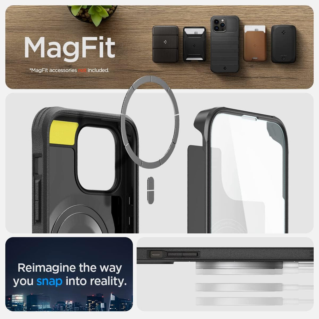 Spigen Geo Armor 360 MagFit Hülle Kompatibel mit iPhone 14 Pro -Schwarz