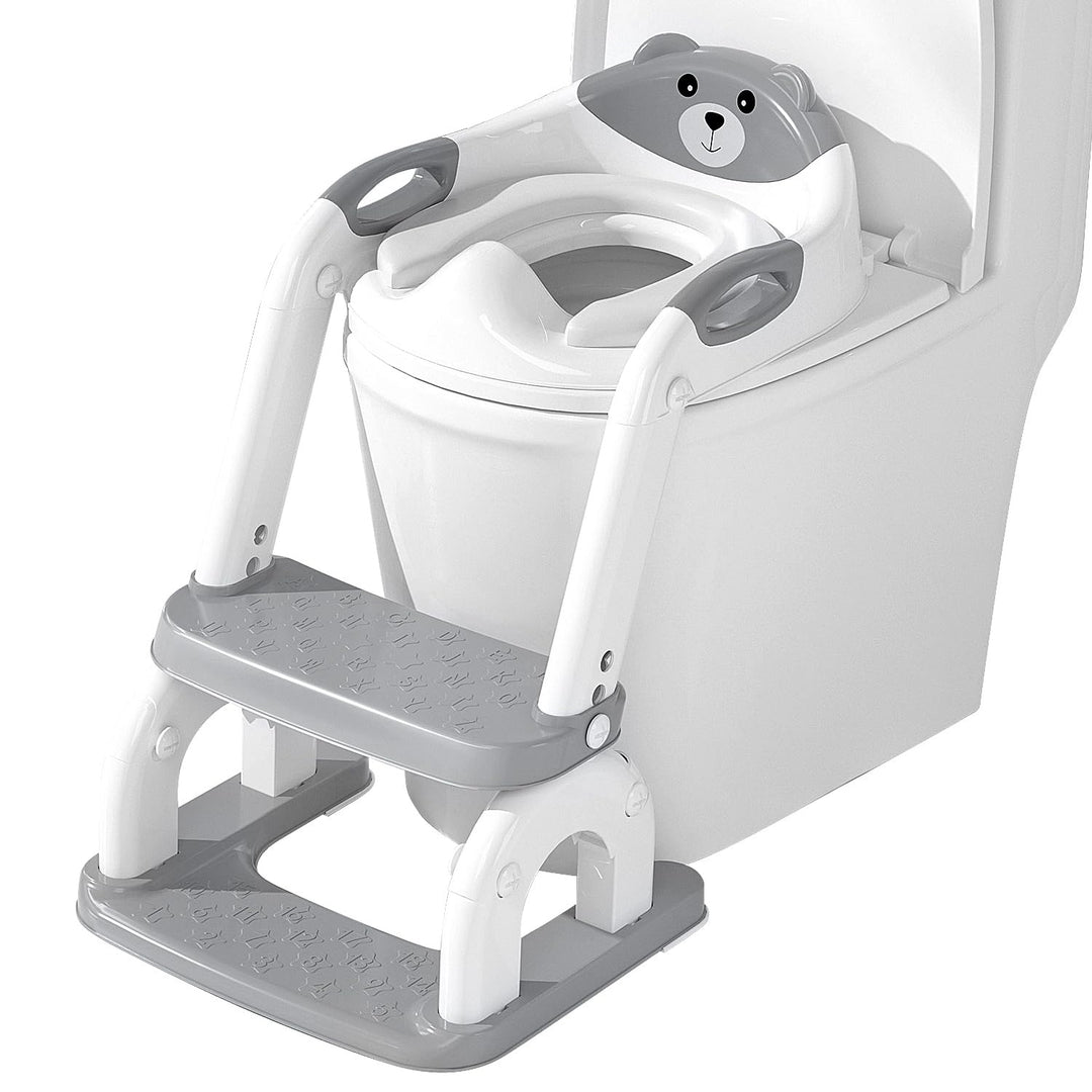 Toilettensitz Kinder mit Treppe, Faltbar Toilettentrainer, PP Material, Rutschfest, mit Griff, Geeig