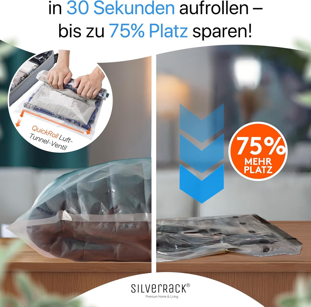SilverRack Vakuumbeutel für Kleidung Reise zum Rollen [10 Stück] in (4x 35x50 cm / 4x 40x60 cm / 2x