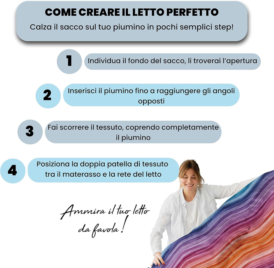 Fantasy Italian Bed Linen Bettbezug, Rainbow, Doppelte, Mikrofaser, Regenbogen Rainbow Doppelte, Rai