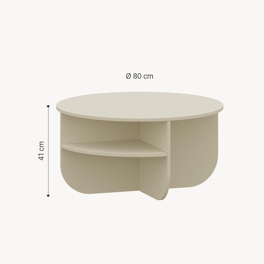 [en.casa] Couchtisch Reykhon Wohnzimmertisch Ø80 x 41 cm Sofatisch mit 2 Ablageflächen Kaffeetisch r