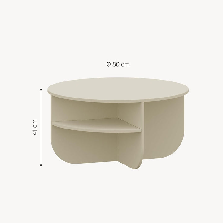 [en.casa] Couchtisch Reykhon Wohnzimmertisch Ø80 x 41 cm Sofatisch mit 2 Ablageflächen Kaffeetisch r