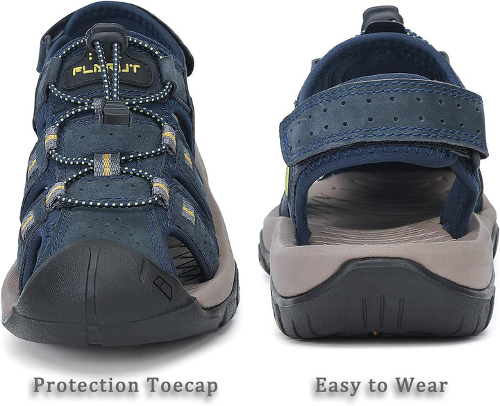 FLARUT Sandalen Herren Outdoorsandalen Sommer Wanderschuhe Trekkingsandalen Leder Strand Wandersanda