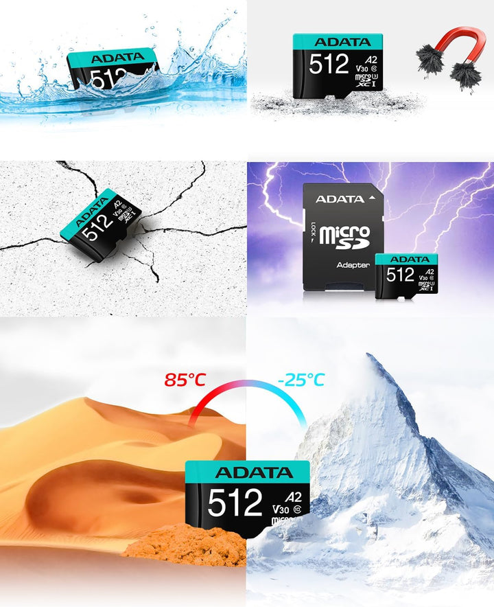 ADATA Premier Pro 512GB microSDXC/SDHC UHS-I U3 Class 10(V30S) Speicherkarte, schwarz 100/80 MB/s 51