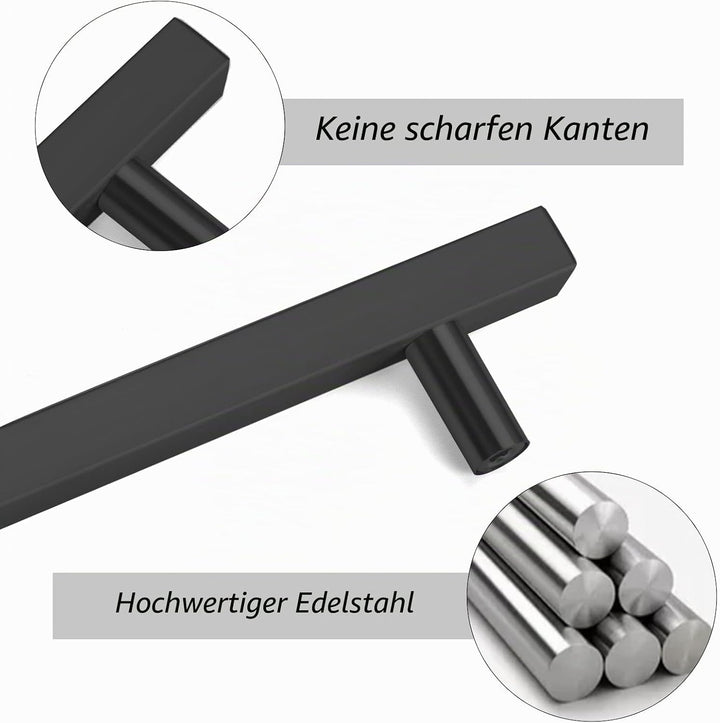 LONTAN 15 Stück Griffe für Küchenschränke Schwarz Schrankgriffe Schwarz 128mm lochabstand Küchengrif