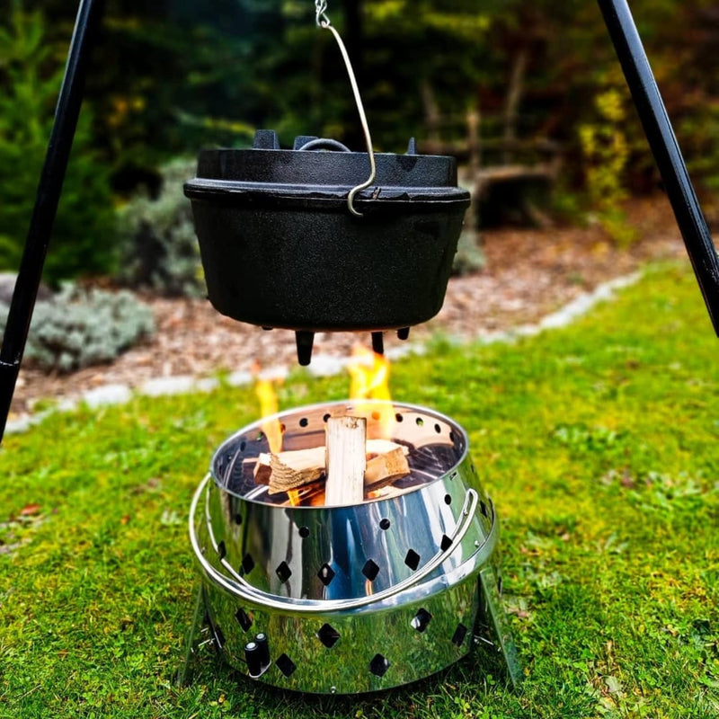 BBQ-Toro Edelstahl Dutch Oven Grill"DOKING" | Faltbarer Grill Ø 34 cm | 3-in-1 Faltgrill für Dutch O