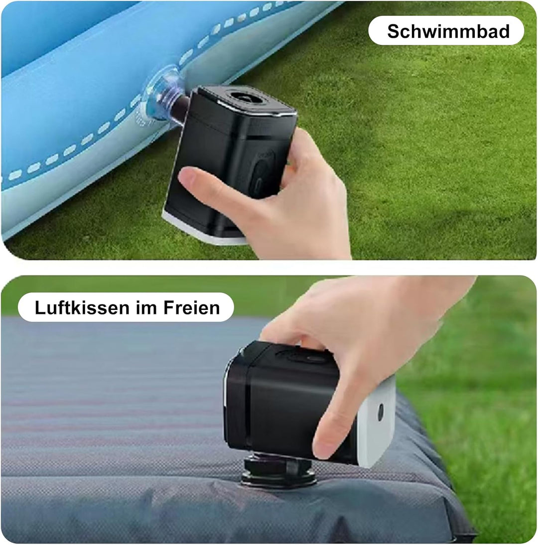 Elektrische Luftpumpe Akku, Luftmatratze Pumpe 2400mAh Wiederaufladbare, 3 in 1 Inflate und Deflate