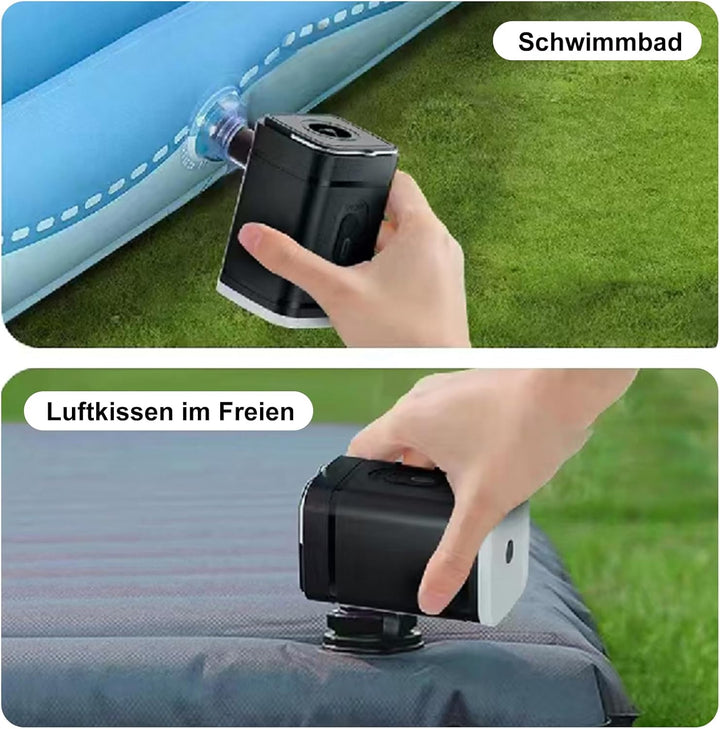 Elektrische Luftpumpe Akku, Luftmatratze Pumpe 2400mAh Wiederaufladbare, 3 in 1 Inflate und Deflate