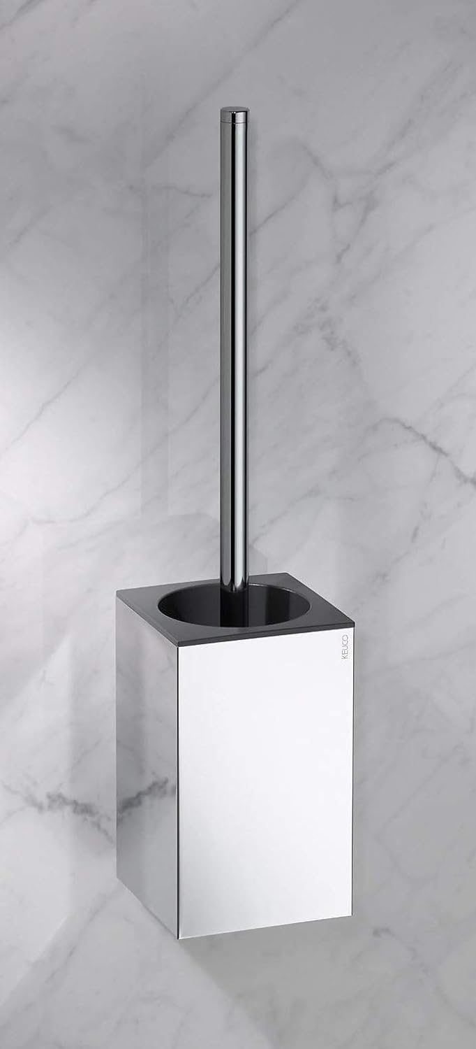 KEUCO Toilettenbürsten-Garnitur aus Metall, Hochglanz-verchromt, WC-Bürste mit Halterung, Wandmontag